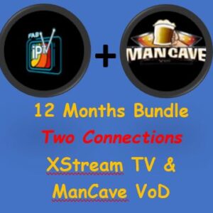 One Year XStream TV + ManCave VoD Subscription Combo - Two Connections / Devices